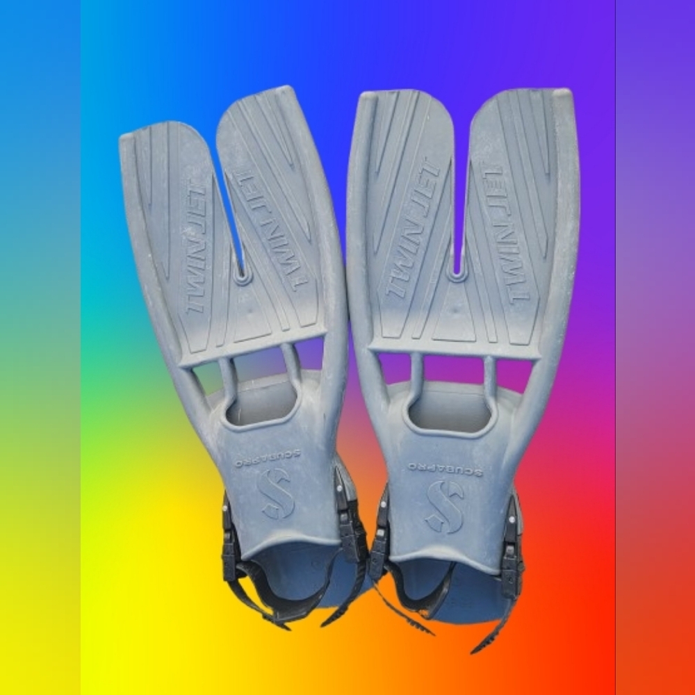 Scubapro TWIN JET Gray Diving Fins SIZE Large 🐟